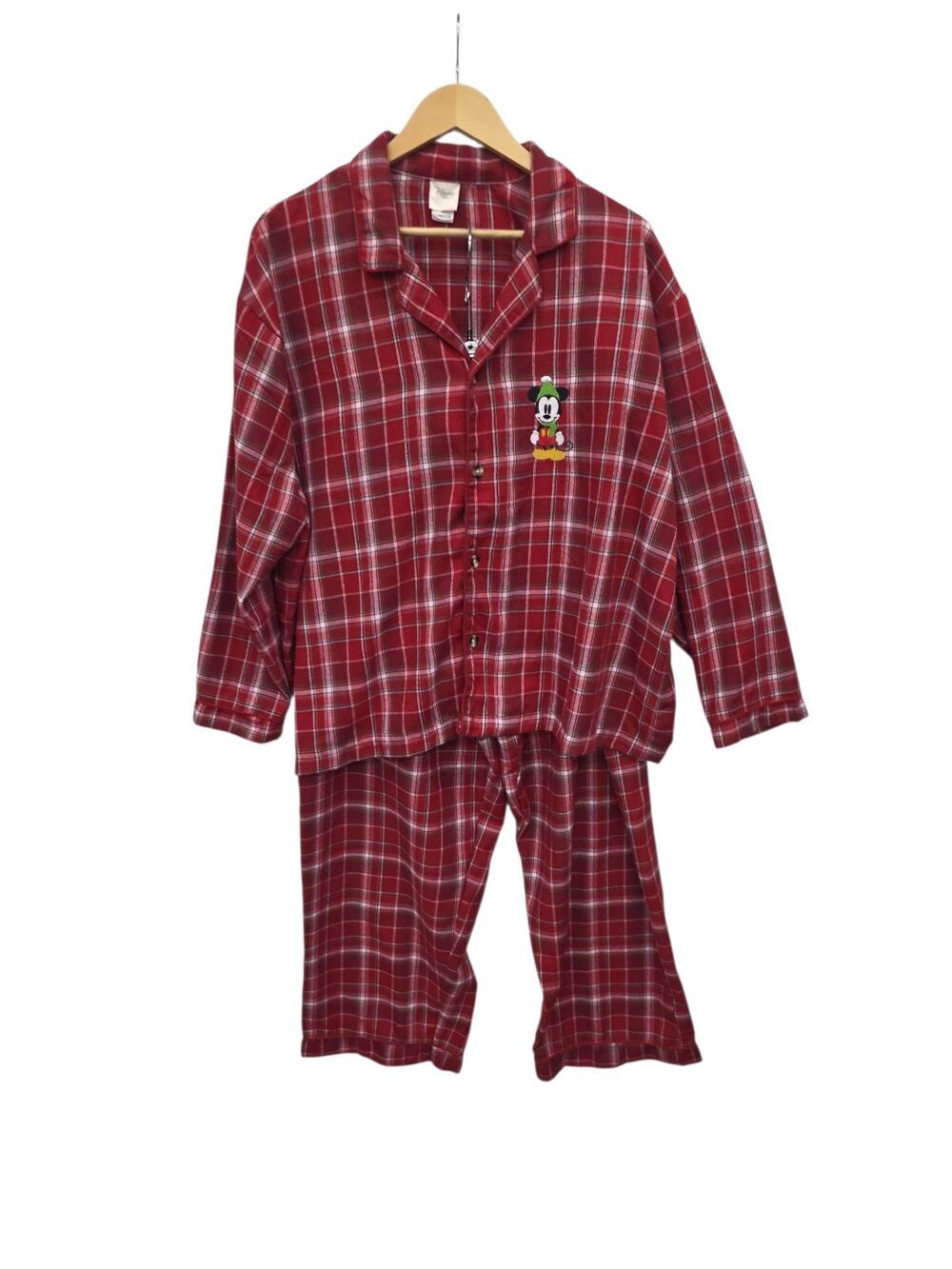 Disney Store Mens XL Two Piece Plaid Pajama Set Holiday Christmas Mickey Winter